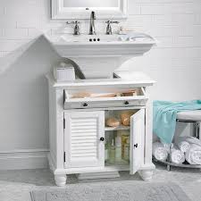 In a smaller bathroom, a pedestal sink would fill the space nicely without making it look or feel too tight. Newport Louvered Pedestal Sink Cabinet Bathroom Sink Cabinets Small Bathroom Bathroom Vanity