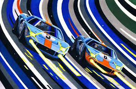 Ford Gt40 Mk I Drawing Auto Racing Art Auto Racing Design Racing Art