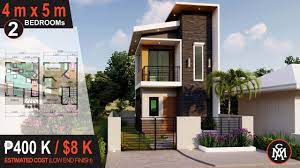 2 Storey House Design 4 X 5 M 40 Sq M House Design 6 Youtube 2 Storey House Design Two Story House Design Small House Design Philippines