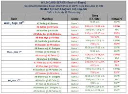 Check spelling or type a new query. Mlb Announces Full Wild Card Series Tv Schedule And The Cubs Will Play All Day Games Bleed Cubbie Blue
