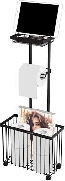 With commonly overlooked modern bath accessories like toilet paper holders, you can complete the look of a chic modern bathroom. Amazon Com X Cosrack Freestanding Toilet Paper Holder Toilet Tissue Rack Scroll Stand Roll Dispenser With Storage Shelf Reserve For Phone Tablet Magazine Bathroom Organizer Bath Tissue Organizer Black Home Kitchen