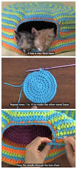 Crochet cat bed cave kitty kat house t shirt yarn | etsy. Crochet Cat House Nest Bed Patterns Instructions