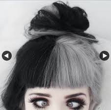 Black And White Hair Color Half Pin By Cristal On Fringes Two Color Hair Hair Color For Black Hair Split Dyed Hair
