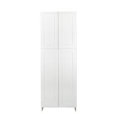 Frosted glass is the kind of kitchen cabinet door glass that gives an impression of the content kept in your cabinet. Plywell Ready To Assemble 24x96x24 In Shaker 4 Door Wall Pantry With Shelves In White Swxwp2496 The Home Depot