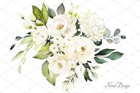 White Roses Watercolor Floral Set Floral Watercolor White Roses Floral Sets