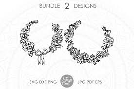 Download Floral Wreath Svg Rose Wreath Monogram Frame Svg 745947 Cut Files Design Bundles