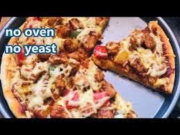 Chicken Pizza Without Oven And Yeast Recipe Video How To Make Chicken Pizza At Home Y Pizza Recipes Homemade Chicken Pizza Recipes Healthy Homemade Recipes