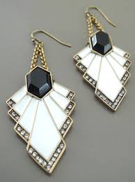 Art Deco Earrings White And Black Enamel Earrings Crystal Earrings Upcycle Earrings Chain Earrings Art Deco Earrings Art Deco Fashion Art Deco Jewelry