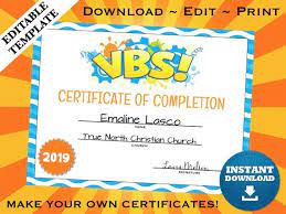 Four free holiday border templates. Vbs Vacation Bible School Certificate Of Completion Editable Template Printable School Certificates Vacation Bible School Certificate Templates