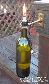 Make Unique Decorative Tiki Torches Out Of Glass Wine Beer Soda Olive Oil Bottles Special Wick Holder Wine Bottle Tiki Torch Wine Bottle Tiki Glass Bottle Diy