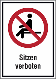 Warnschild hund oder hunde verbotsschilder online gestalten. Sitzen Verboten Kombi Schilder Mit Sicherheitszeichen Asr A1 3 2013 Din En Iso 7010 Seton
