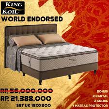 Dengan rancangan khusus itulah spring bed king koil tidak hanya nyaman digunakan, tetapi juga dapat mempertahankan postur alami tulang belakang anda. King Koil World Endorsed Set Springbed Uk 180x200 Terbaru Juli 2021 Harga Murah Kualitas Terjamin Blibli