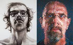 Chuck close is known for his innovative conceptual portraiture, depicting his subjects, which are transposed from photographs, into visual data organized by gridded compositions. Chuck Close Self Portraits 1967 2005 Sfmoma