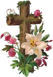 Black holy bible image with lily and cross. Victorian Scrap Cross With Flowers Vintage Easter Vintage Easter Cards Easter Blessings