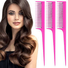 Amazon.com : Leinuosen 3 Pcs Triple Teasing Comb for Women Plastic Rat Tail  Comb Heat Resistant Pintail Tease Layer Tool for Thick Fine Hair Styling  Backcombing Volume Structure(Pink) : Beauty & Personal