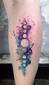 Water color solar system by steve oker. Watercolor Tattoos Style Designs Ideas Sketches Inkedway
