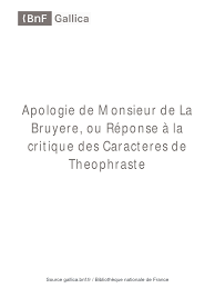 3) c'est à cause du bruit que les gens sont souvent stressés ou énervés. Apologie De Monsieur De La Bruyere Ou Reponse A La Critique Des Caracteres De Theophraste Brillon Pierre Jacques Informations Gouvernementales Science