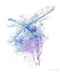 Original Watercolor Dragonfly In Blue Mauve Nature Watercolor Dragonfly Dragonfly Painting Watercolor Dragonfly Tattoo