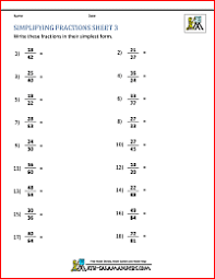 simplifying fractions worksheet
