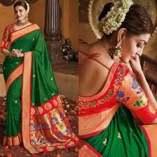 Buy Green PURE PAITHANI SILK Saree With Beautiful Rich Pallu and Blouse for  Women Festive Wear Traditional Authentic Designer Sari Online in India -  Etsy