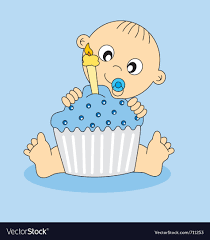 Baby Boy Birthday Cake Royalty Free Vector Image