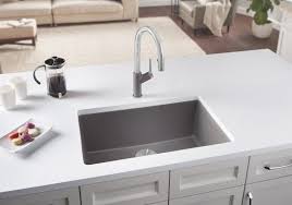 With its undermount installation, you can easily brush crumbs or wipe spills directly into the sink without dirt and grime building up around the rim. Blanco Precis 27 Granite Composite Undermount Kitchen Sink In Metallic Gray Silgranit Undermount Kitchen Sinks Composite Kitchen Sinks Granite Kitchen Sinks