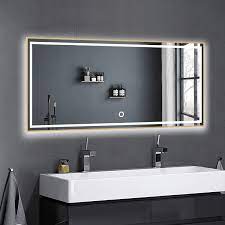 Try to center the mirror over a sink or cabinet to. Led Mirror Full Length Mirror Wall Mounted Mirror Vanity Mirror With Lights For Bathroom Bedroom Living Room With Dimming Touch Switch Waterproof Gold 47 X 20 Walmart Com Walmart Com