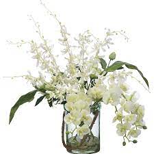 Phalaenopsis And Dendrobium Orchid Arrangement Fake Flower Arrangements Orchid Arrangements Decorative Glass Jars