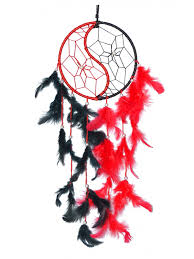 Yin is the black side, and yang is the white side. Red Black Yin Yang Dream Catcher Wall Hanging