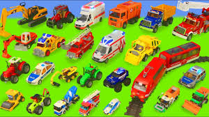 Fire Truck Tractor Train Police Cars Garbage Trucks Excavator Toy Vehicles For Kids Youtube
