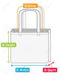 Tote Bag Illustration For Size Chart English Color Version