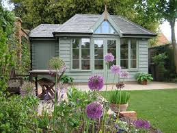 Love The Green Paint And Alliums Summer House Garden Garden Cabins Garden Buildings