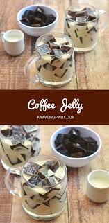 With Soft Coffee Flavored Gelatin Cubes Drizzled With Sweetened Cream Coffee Jelly Makes A Fun Yet Impressive Desser Coffee Jelly Coffee Dessert Jelly Recipes