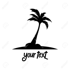 A beautiful geometric logo design of a palm tree with coconuts under the sun, with a roof of a house in the negative space. Palm Coconut Tree Logo Icon Royalty Free Cliparts Vectors And Stock Illustration Image 117531979
