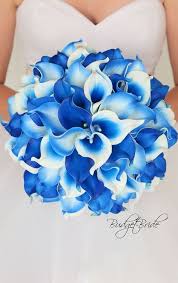 Jennysflowershop 15 latex real touch artificial calla lily 10 stems flower bouquet for wedding/ home navy blue. Calla Lily Real Touch Wedding Flowers In Horizon Royal Blue And White 65 Calla Lilies Pick Your Blue Wedding Bouquet Blue Wedding Flowers Wedding Flower Guide