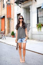 Olive Green Top With Rag Bone Denim Shorts Fashion Style Style Inspiration