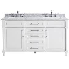 Home Decorators Collection Aberdeen 60 In W Double Vanity In White With Carrara Marble Top With White Sinks Aberdeen 60w Marble Vanity Tops White Sink Double Vanity
