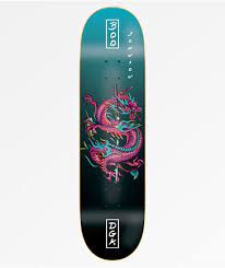 pink turquoise dragon skateboard art design skateboard decks skateboard deck art