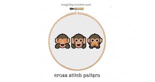 Find monkey cross stitch from a vast selection of cross stitch patterns. Three Wise Monkeys Cross Stitch Pattern Beginner Feng Shui Diy Home Decor