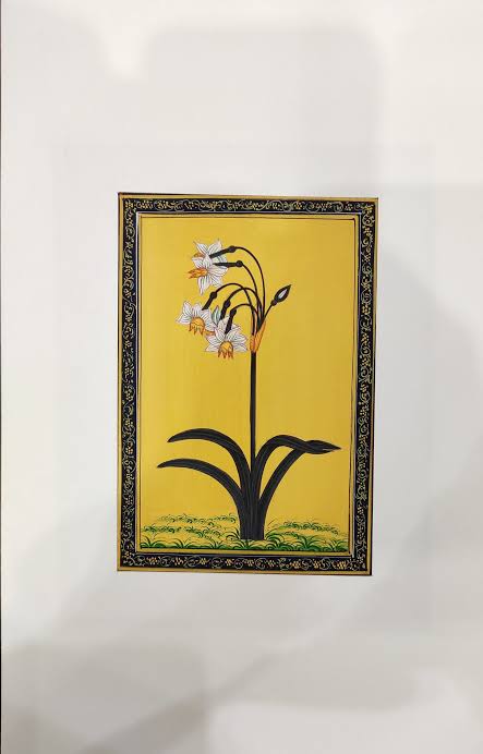 Rajasthani Miniature Painting - Handmade Flower On Old Book Paper - Sanchaari
