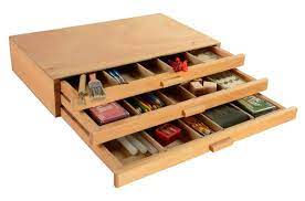 Amazon Com 3 Drawer Wood Art Box For Paints Charcoal And Drawing Tools Beech Wood Art Supplies Storage Art Supply Organization Craft Materials Art Supplies