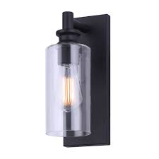 Bring beautiful indoor lighting into your home with wall sconces and wall lights. Canarm Cormac 1 Light Black Outdoor Wall Light With Clear Glass Shade The Home Depot Canada