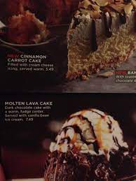 Obvious high carb culprits are french fries, rice, loaded baked potatoes, sweet potatoes, the complimentary honey wheat bread, desserts (unfortunately!), and sugary drinks. Dessert Menu Bild Von Longhorn Steakhouse Orlando Tripadvisor