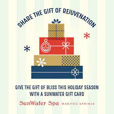 Spa gift cards are an easy solution to the i don't know what to get them quandary, but there are still a few choices you need to make along the way. Sunwater Spa On Twitter Share The Gift Of Self Care With Your Loved Ones This Holiday Season With A Sunwater Spa Gift Card From Mineral Water Soaking To Massage And Meditation Classes