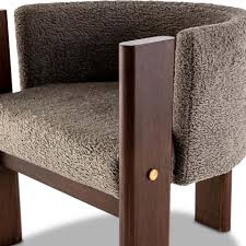 Modern Walnut Timber Solid Brass And Boucle Malta Dining And Lounge Chair Furniture Design Walnut Timber Furniture