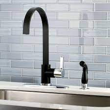 Matte black kitchen faucet with side sprayer. Kingston Brass Modern Single Handle Standard Kitchen Faucet With Side Sprayer In Matte Black And Chrome Hls8717ctlsp The Home Depot Modern Faucet Kitchen Faucet Kitchen Faucet With Sprayer
