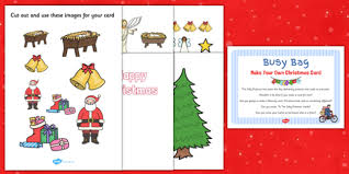 There are paper crafts, as well as projects using stamps and scrapbook materials. Make Your Own Christmas Card Busy Bag Prompt Card And Resource Pack