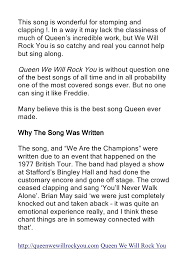 Maybe you would like to learn more about one of these? Queen We Will Rock You