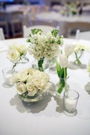 Simple Small White Flower Arrangements Centerpieces 6 In 2020 White Flower Arrangements White Wedding Centerpieces Wedding Centerpieces