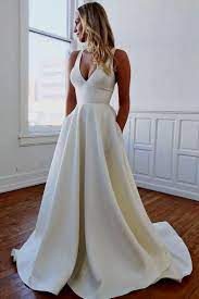 Off White Prom Dress Ivory Wedding Dress V Neck Wedding Dress Elegant Wedding Dress